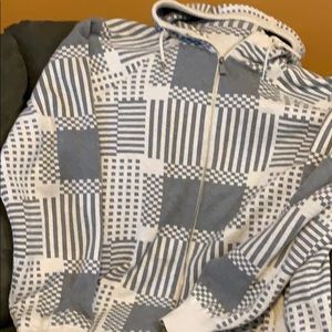 Zip up wool sweater with a hood